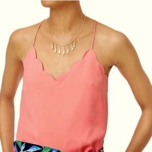 J. Crew Scalloped Silk Cami Camisole Tan